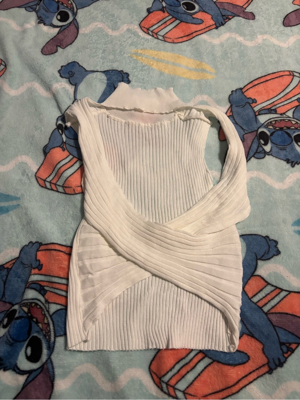 White Ribbed Crisscross crop Tank Top - Women
